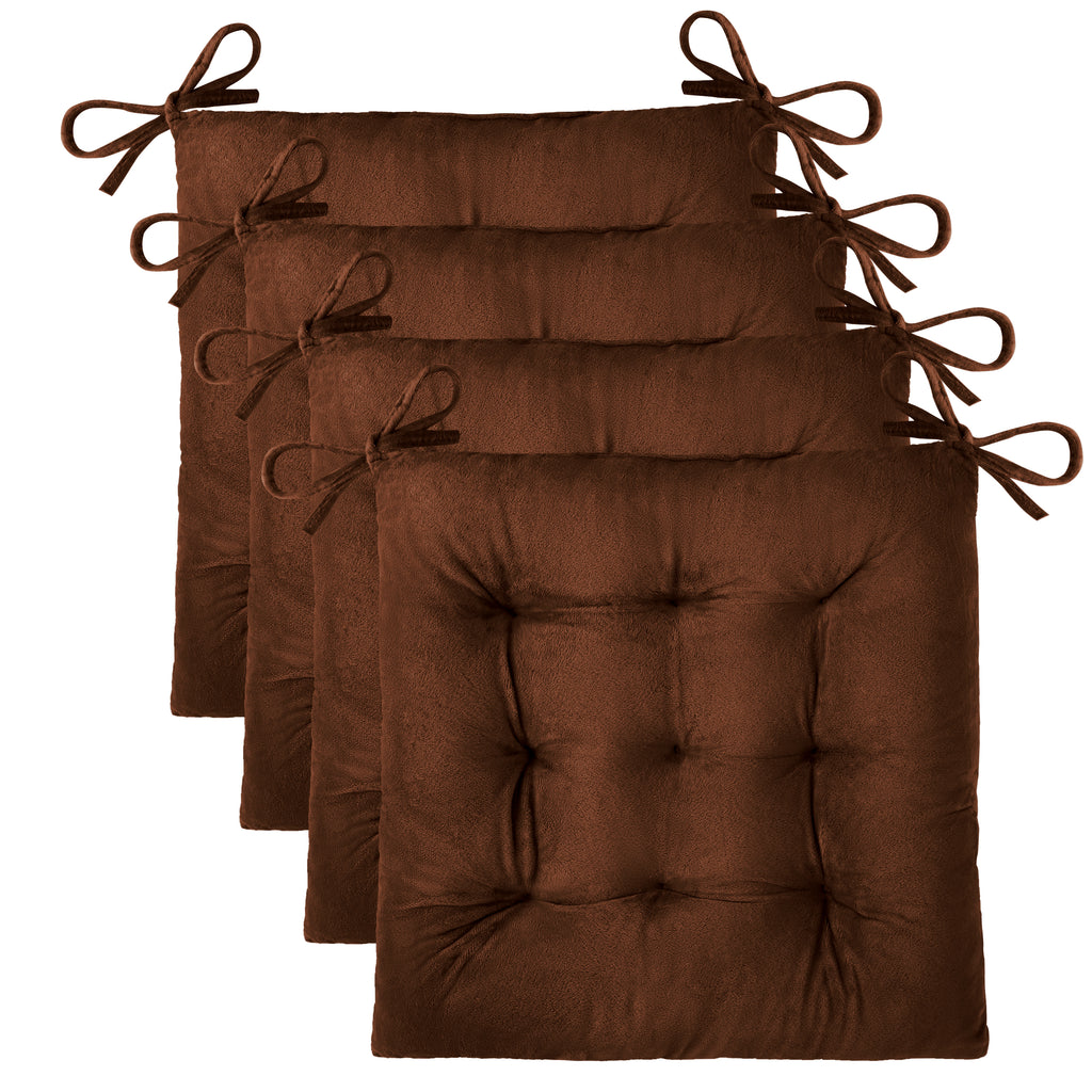 OVOV 4 Pack Chair Cushions for Dining Chairs Soft Seat Cushions for Kitchen Desk Chairs Square Chair Pads with Ties 15.5"x15.5"
