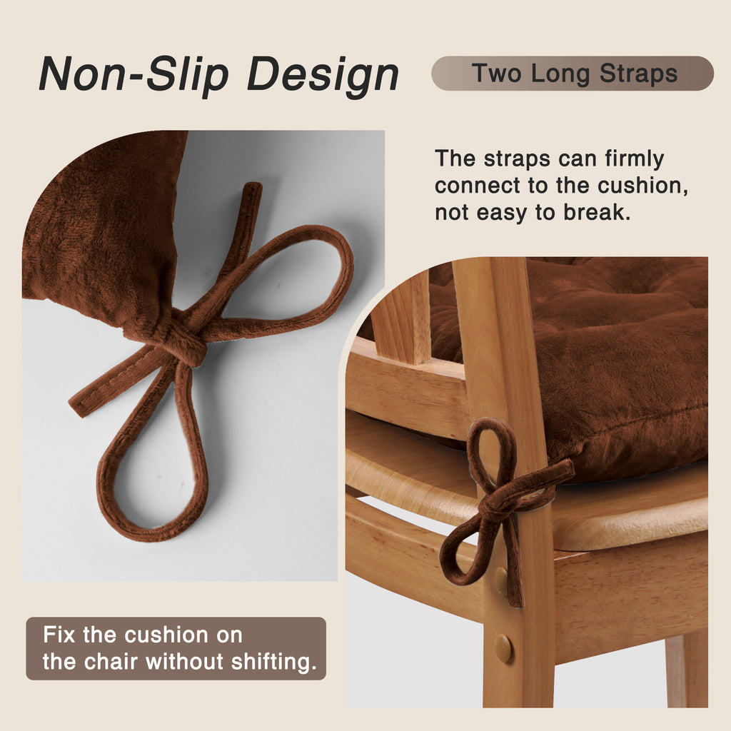OVOV 4 Pack Chair Cushions for Dining Chairs Soft Seat Cushions for Kitchen Desk Chairs Square Chair Pads with Ties 15.5"x15.5"