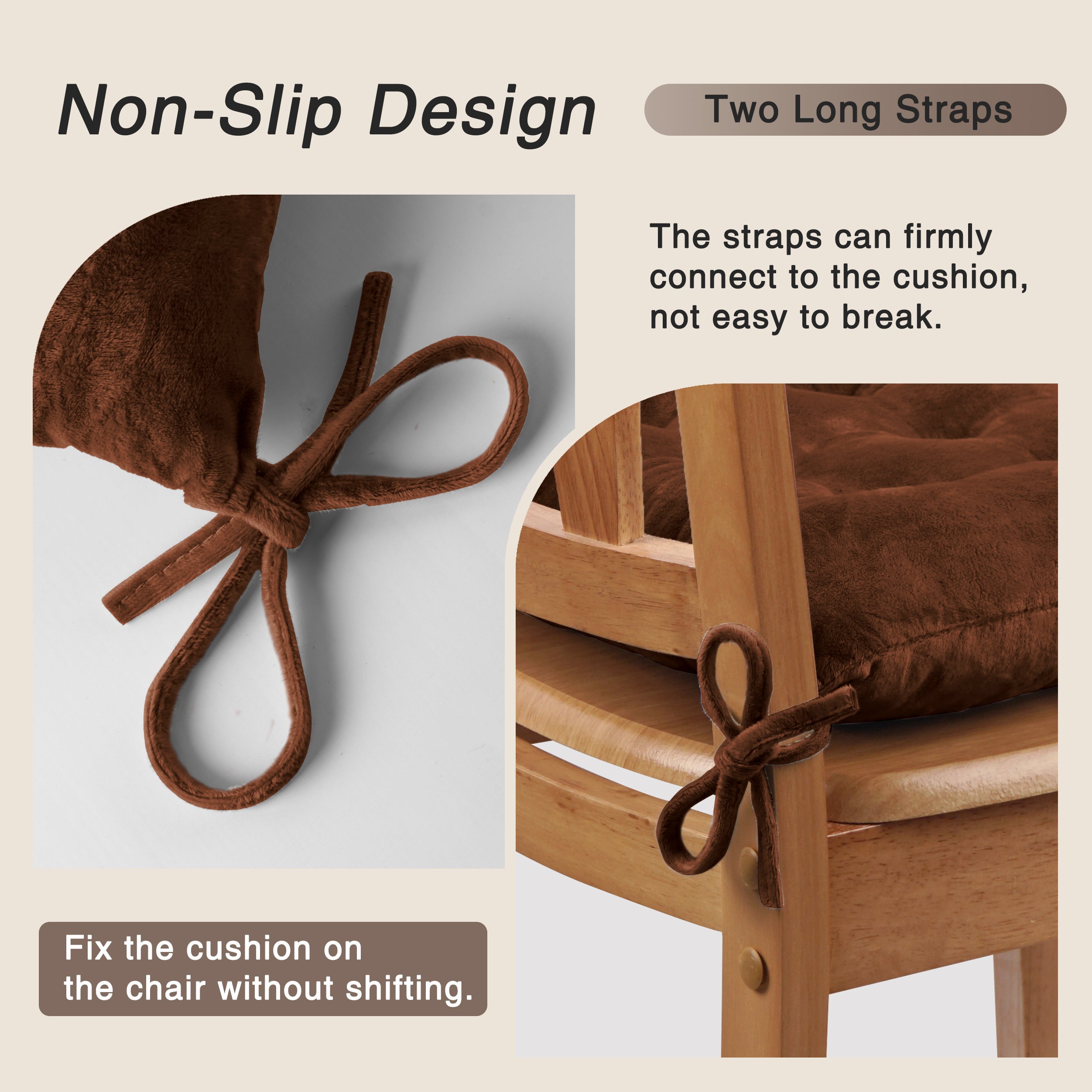 OVOV 4 Pack Chair Cushions for Dining Chairs Soft Seat Cushions for Kitchen Desk Chairs Square Chair Pads with Ties 15.5"x15.5"