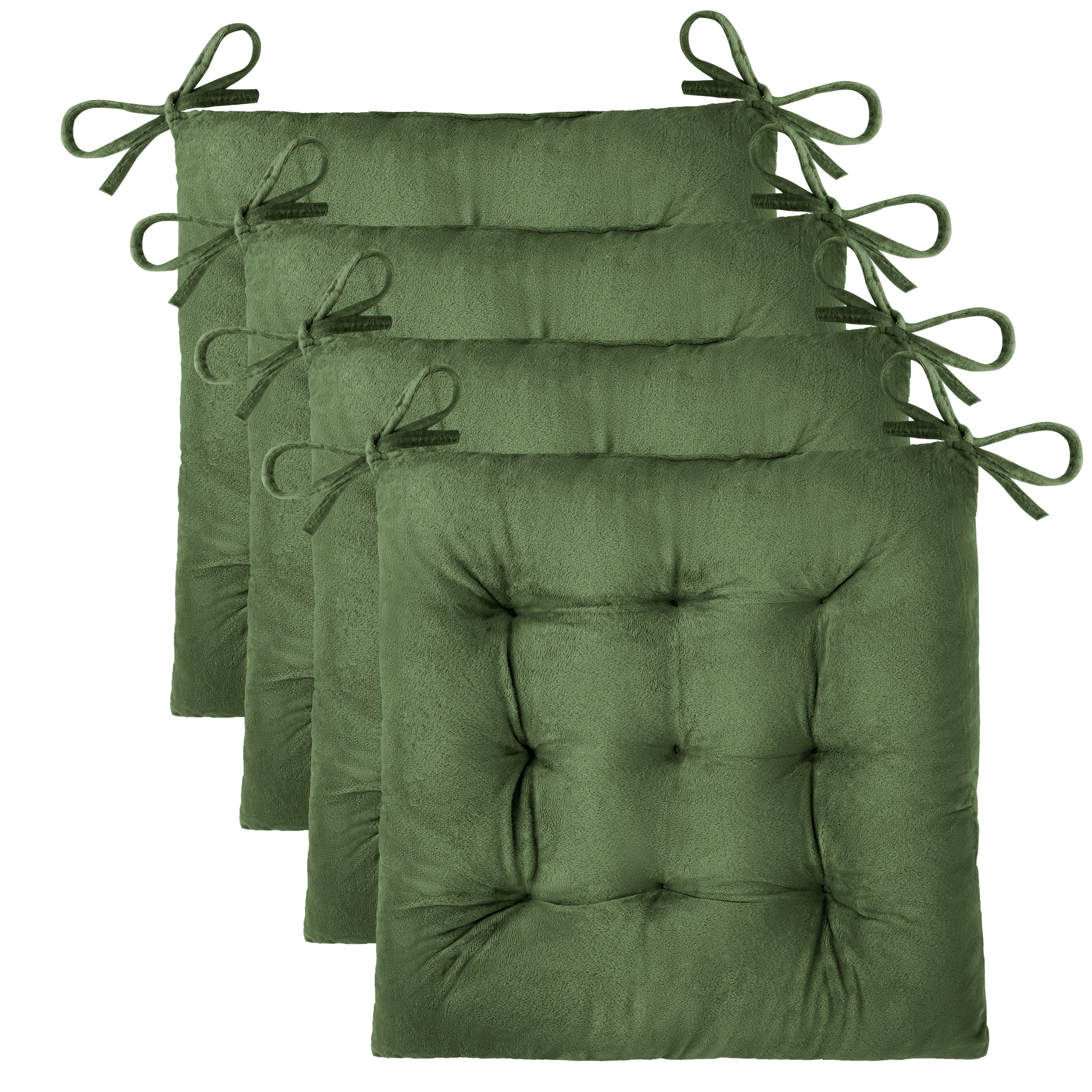 OVOV 4 Pack Chair Cushions for Dining Chairs Soft Seat Cushions for Kitchen Desk Chairs Square Chair Pads with Ties 15.5"x15.5"