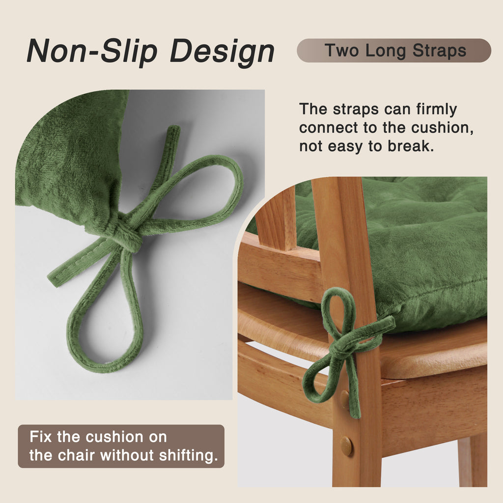 OVOV 4 Pack Chair Cushions for Dining Chairs Soft Seat Cushions for Kitchen Desk Chairs Square Chair Pads with Ties 15.5"x15.5"
