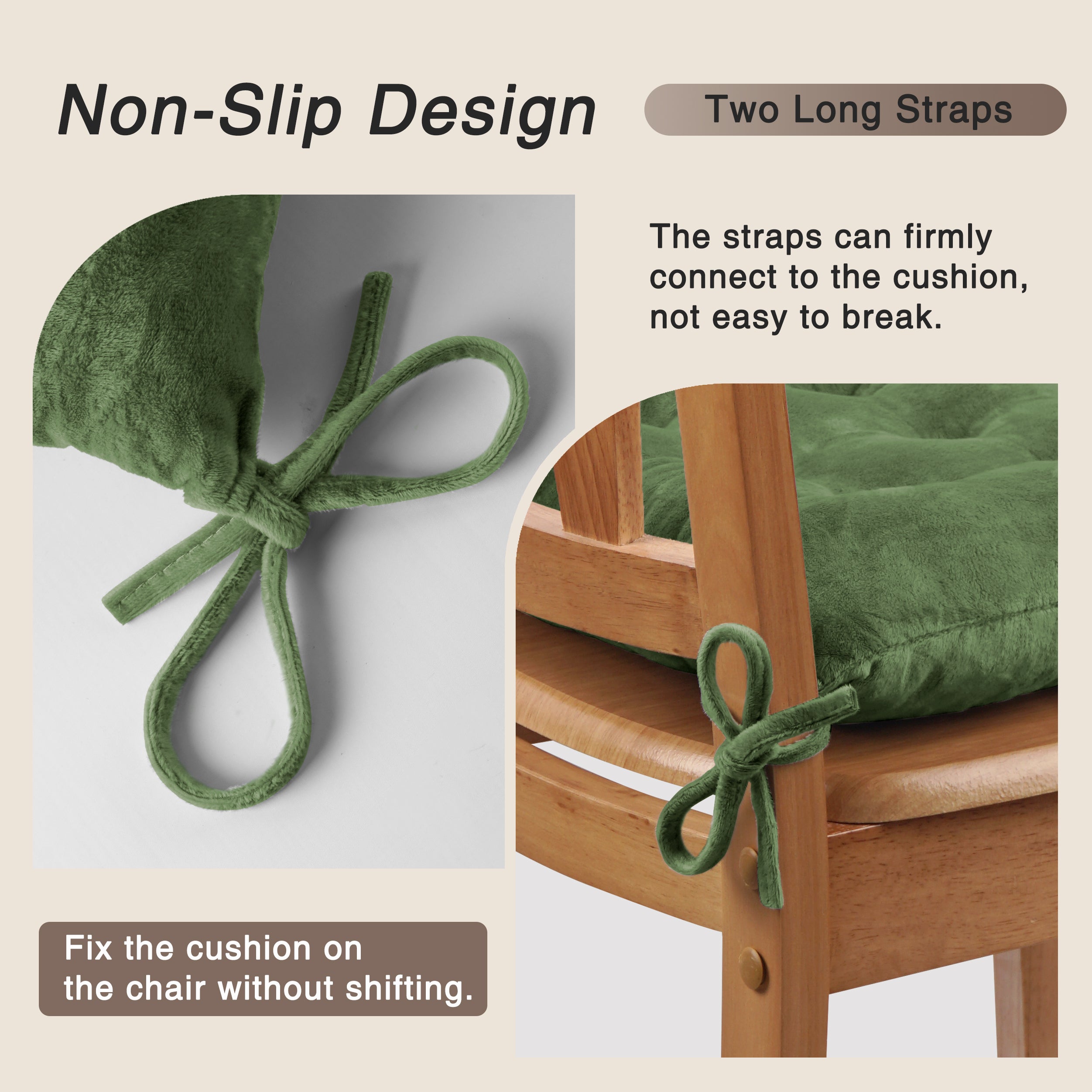 OVOV 4 Pack Chair Cushions for Dining Chairs Soft Seat Cushions for Kitchen Desk Chairs Square Chair Pads with Ties 15.5"x15.5"