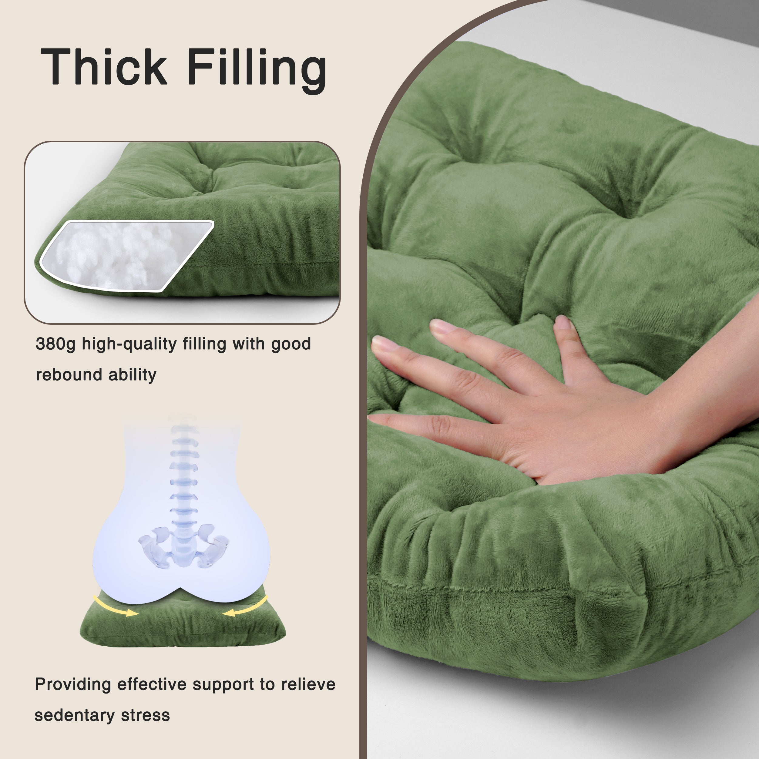 OVOV 4 Pack Chair Cushions for Dining Chairs Soft Seat Cushions for Kitchen Desk Chairs Square Chair Pads with Ties 15.5"x15.5"