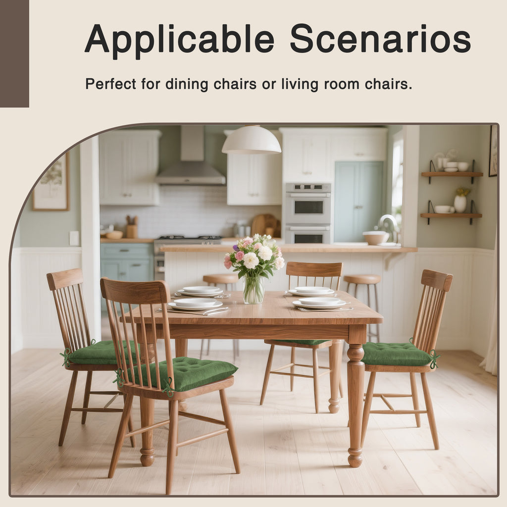 OVOV 4 Pack Chair Cushions for Dining Chairs Soft Seat Cushions for Kitchen Desk Chairs Square Chair Pads with Ties 15.5"x15.5"