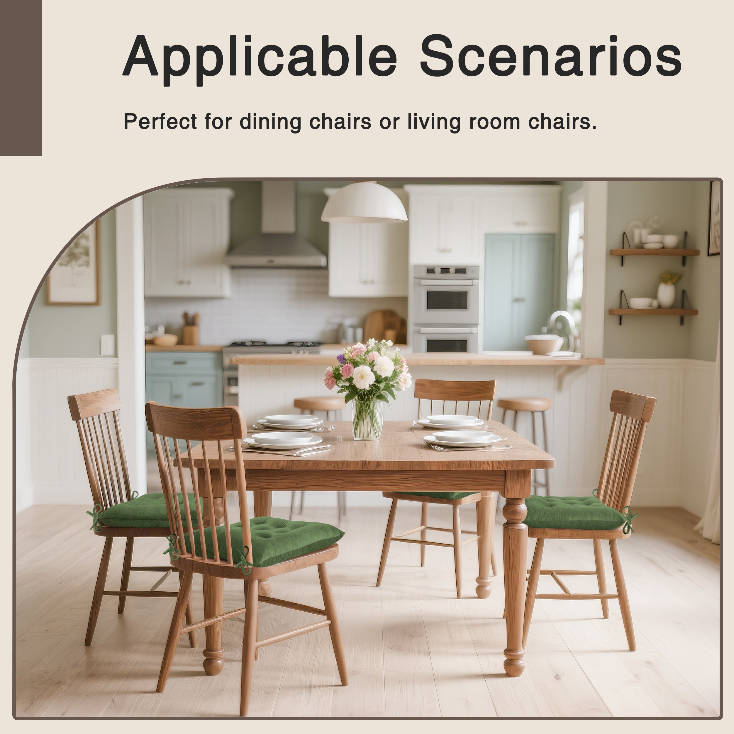 OVOV 4 Pack Chair Cushions for Dining Chairs Soft Seat Cushions for Kitchen Desk Chairs Square Chair Pads with Ties 15.5"x15.5"