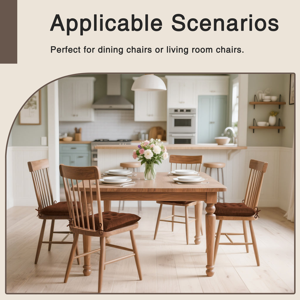 OVOV 4 Pack Chair Cushions for Dining Chairs Soft Seat Cushions for Kitchen Desk Chairs Square Chair Pads with Ties 15.5"x15.5"