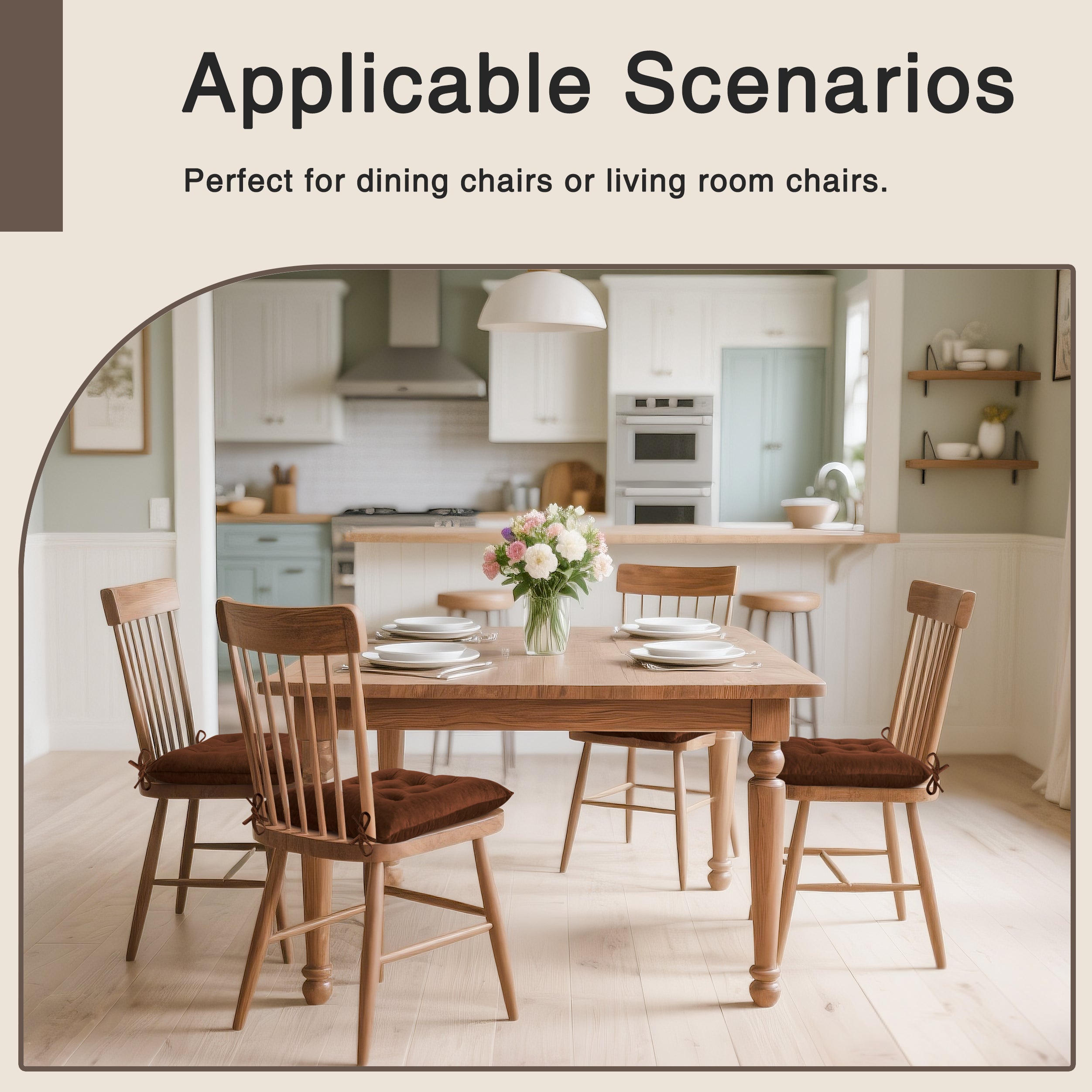 OVOV 4 Pack Chair Cushions for Dining Chairs Soft Seat Cushions for Kitchen Desk Chairs Square Chair Pads with Ties 15.5"x15.5"
